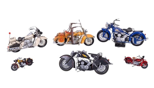 Model Motorcycles (6) w/ Harley Davidson