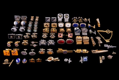 Vintage Cuff Link Pairs and Tie Clip Sets
