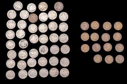 Buffalo Nickels (42) and Indian Head Pennies (15)