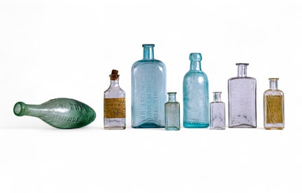 19th C Blob Top and Vintage Medicine Bottles