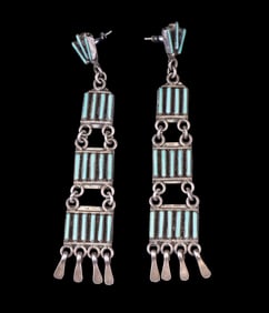 Native American Zuni Vintage Sterling Earrings