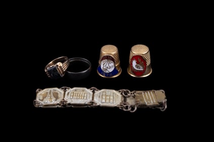 Vintage 10k Ring, Silver Ring + WWII Bracelet