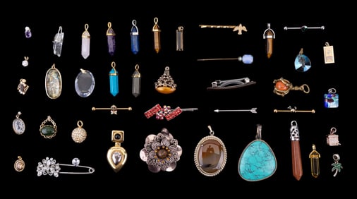 Pins, Pendants, Brooches w/ Natural Stones + more
