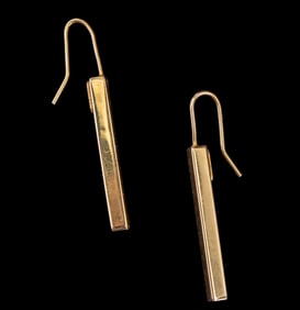 14K Yellow Gold Italy French Hook Drop Earrings