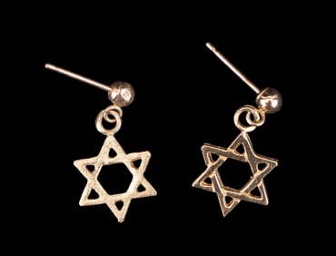 Star of David 14K Yellow Gold Drop Earrings