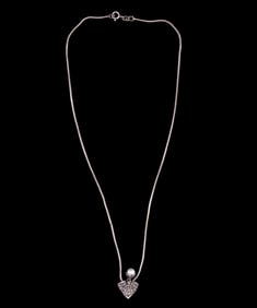 Sterling Silver Necklace + Real Pearl Pendant