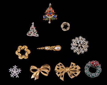 Christmas, Winter Themed Vintage Brooches, more