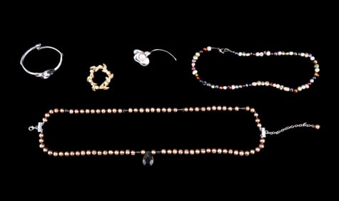 Freshwater Pearl Necklaces + Brooches + Bracelet