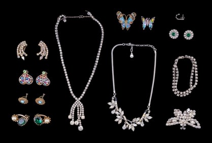 Alice Caviness Silver and Rhinestone Jewelry