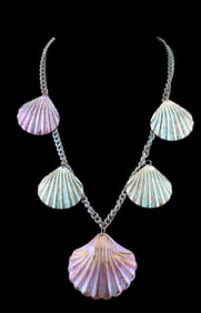 Vintage Artisan Seashell Necklace and Earrings
