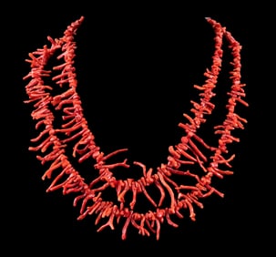 Vintage Sterling Silver and Coral Necklace