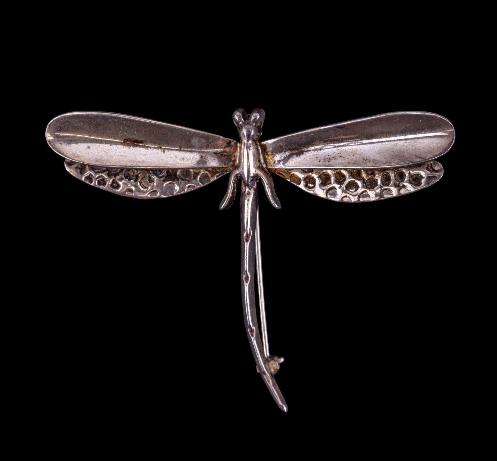 Sterling Silver Dragon Fly Brooch-Vintage Mexican: Sterling Silver Dragon Fly Brooch-Vintage Mexican marked TS-162, 925 Mexico and measuring 3 x 2.25 inches.