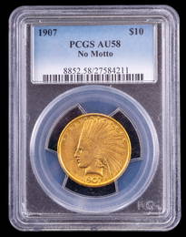 U.S. 1907 Indian Gold Eagle 10 Dollar Coin - AU58