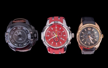 3 Joshua + Sons Men's Oversized Wristwatches