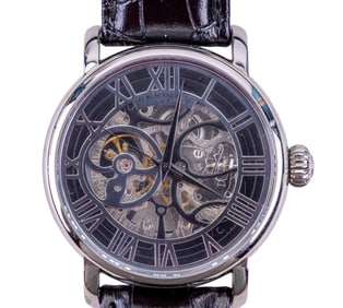 Akribos XXIV Skeleton Automatic Watch with Leather