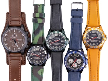 Five Wristwatches with Various Bands