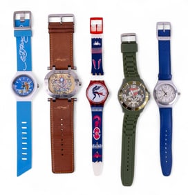 5 Wristwatches with Swatch, Ed Hardy