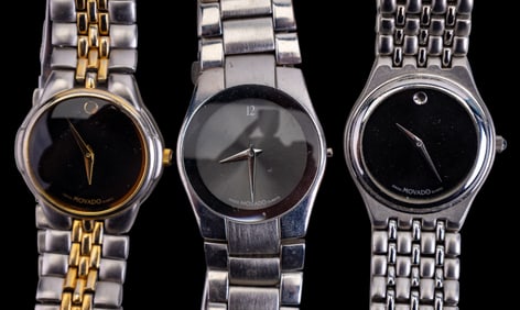 Movado Wristwatches with Stainless Steel Bands