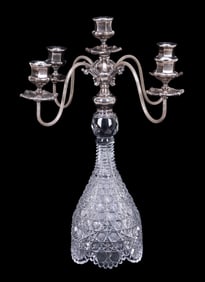 Crystal + Silver Plated Centerpiece Candelabra