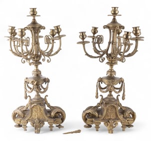 19th C. French Empire Bronze Candelabras (Pair)