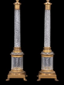 Fine Crystal Baccarat Style Empire Table Lights