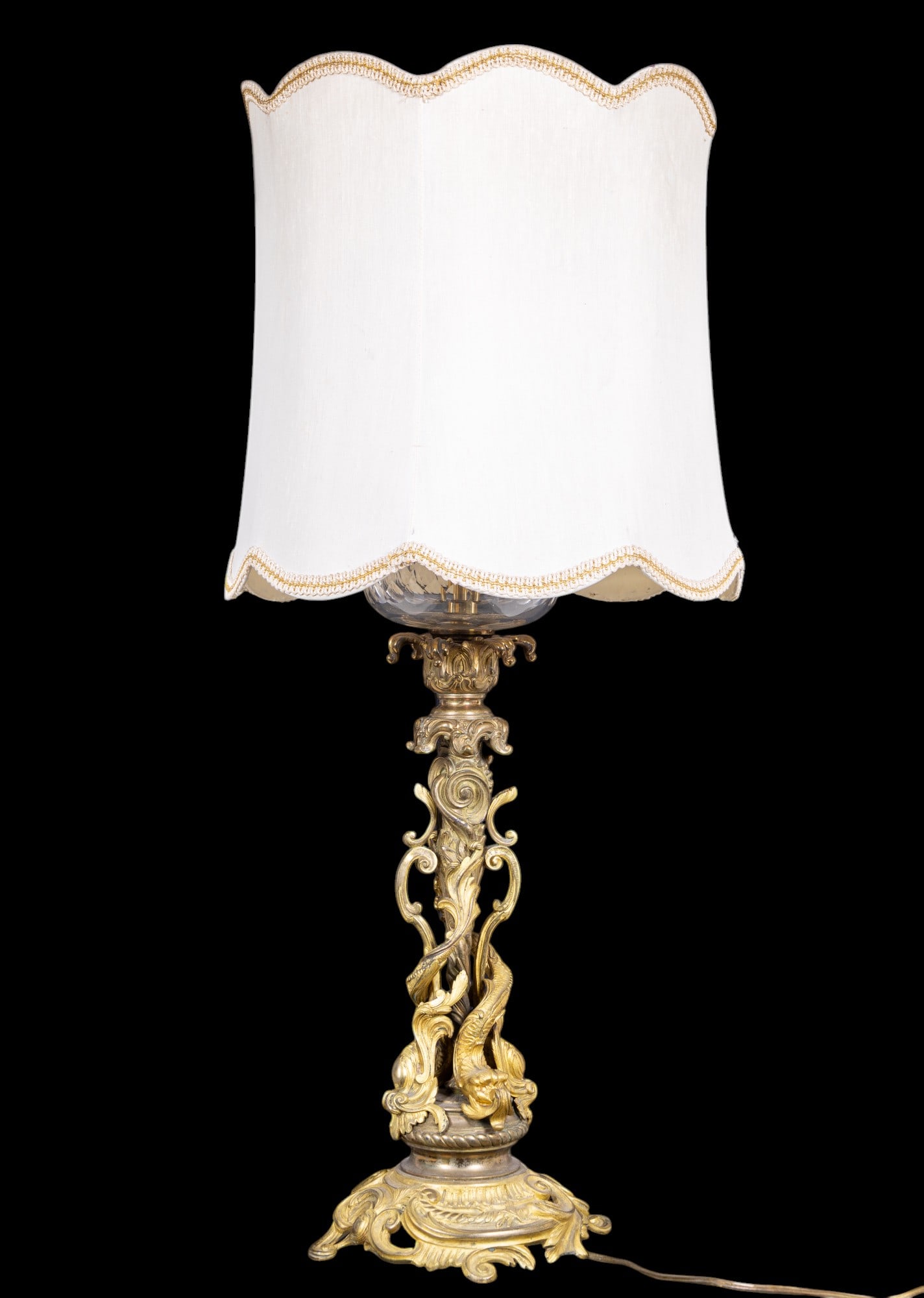 Gilt Bronze + Crystal Figural Dragon Lamp (1 of 19)
