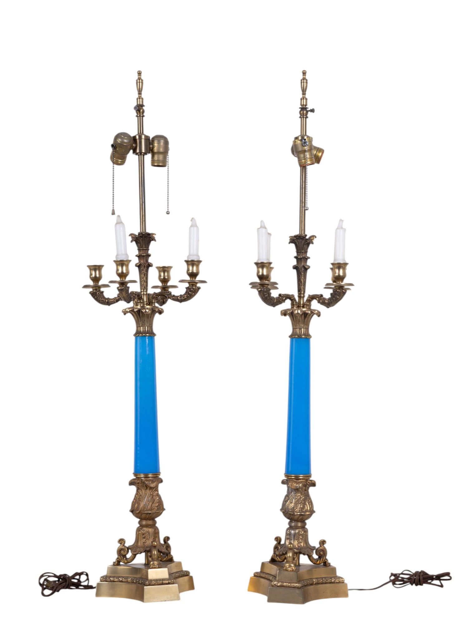 Warren Kressler NY Blue Enamel Bronze Lamps (1 of 10)