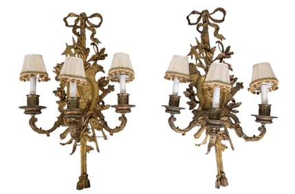 Fine French Empire Monumental Bronze Sconces (Pr)
