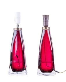 Orrefors Art Crystal Red Lamps by Carl Fagerlund