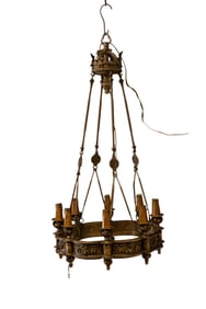 Art Nouveau Bronze Large Branching Chandelier