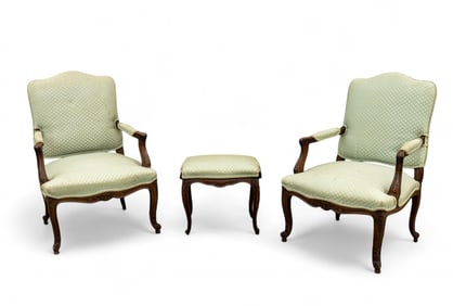 19th C. Continental Armchair, Presumed French Pair