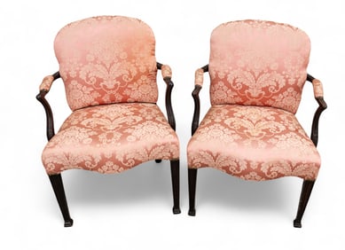 19th C. Continental Armchair, Presumed French Pair