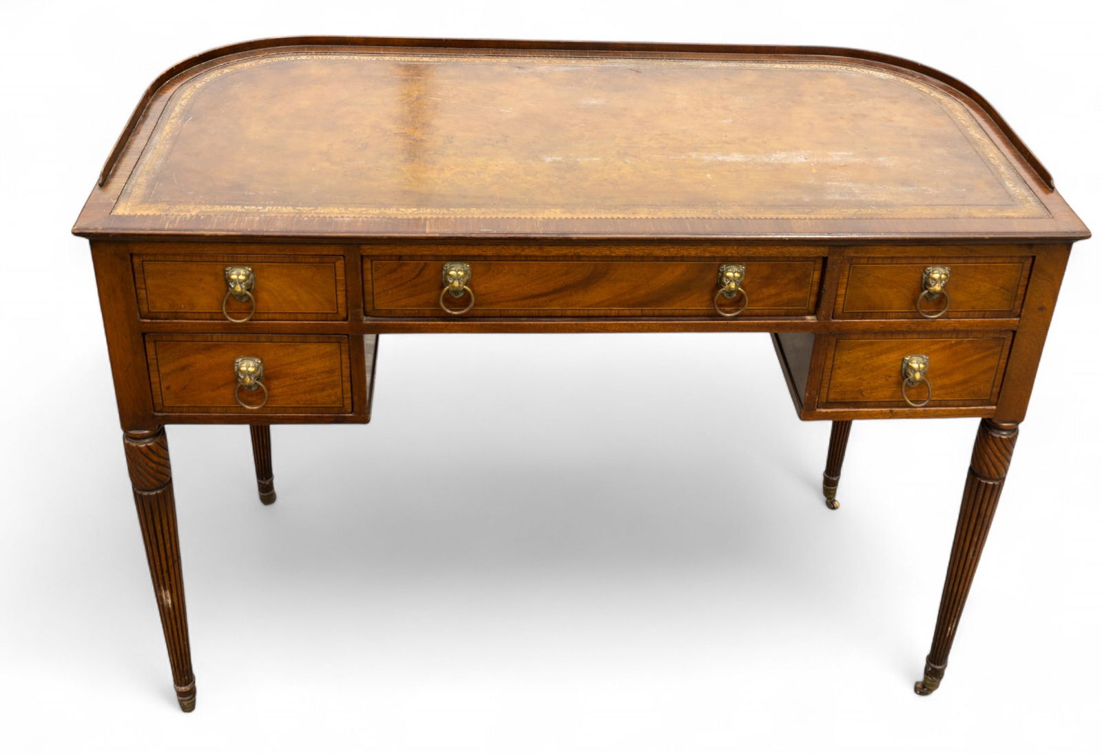 Regency Mahogany 19th C. Desk w/ Lion Pulls (1 of 10)