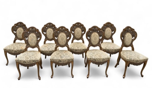 Set of 8 French Provincial Carved Side Chairs