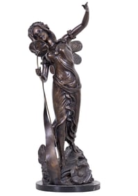 Figural Bronze on Marble Depicting Fairy