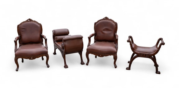 Like-New Indo-Carved Furniture / 4 Seating Set