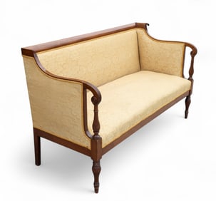 Period Sheraton Upholstered Couch in Cream Color