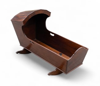 19th C. Mahogany Bonnet Top Cradle