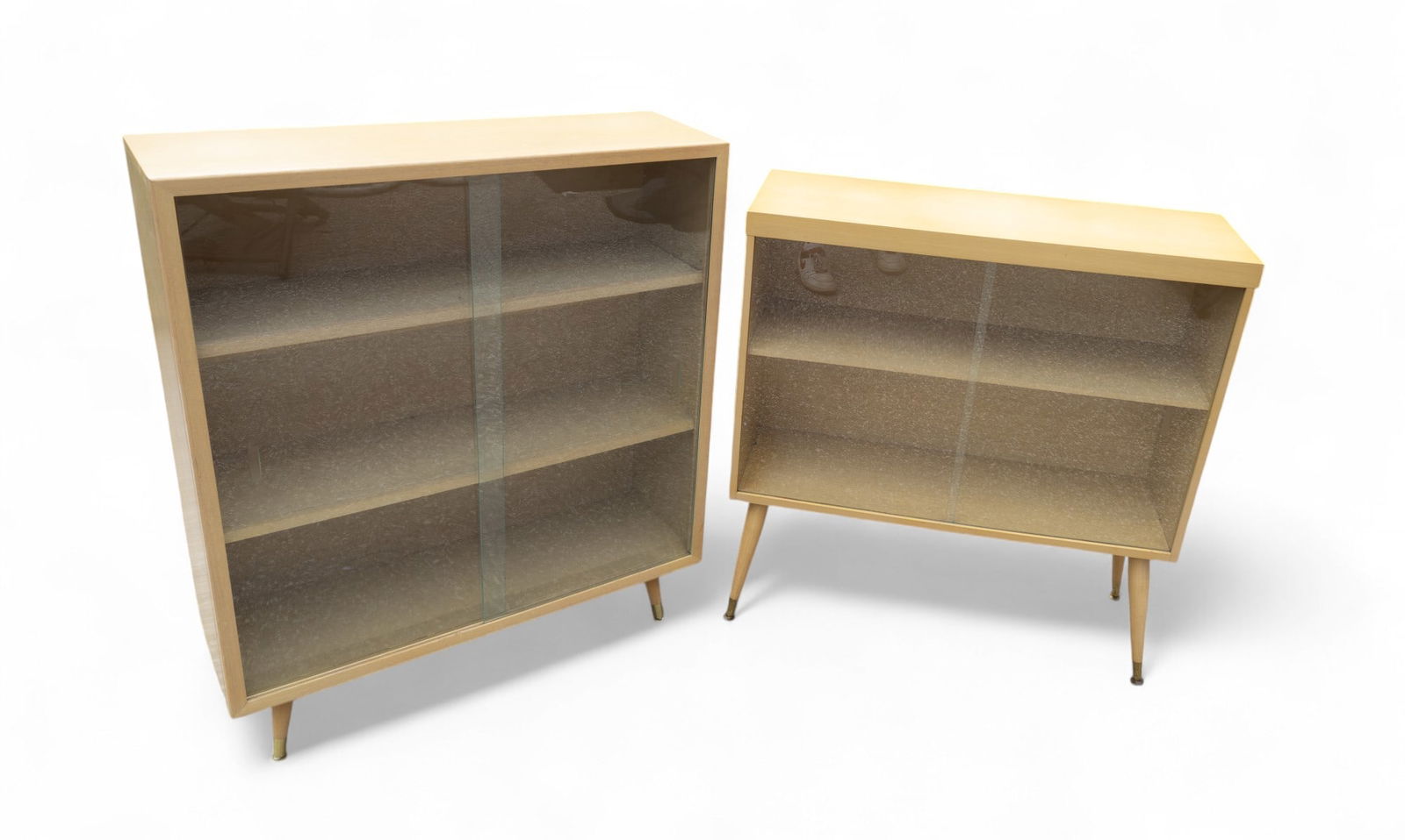 2 MCM Blond Bookshelves, Glass Fronts (1 of 5)