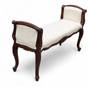 Nicely Decorated Carved French Window Bench