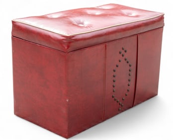 Small Mid Century Red Ottoman Blanket Chest