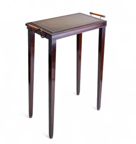 Weiman Leather Top Side Table, Bakelite Handles