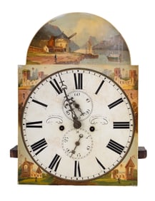 19th C. Clock Face + Inner Workings, Painted