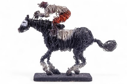 Spun / Wrought Wire Jockey Sculpture