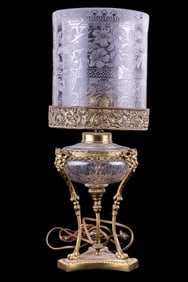 Antique Gilt Bronze Etched Table Lamp