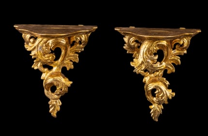 Pair of Italian Gilt Wood Rococo Sconces
