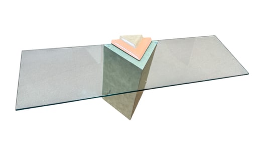 Vintage/80s Glass Deco Revival Sofa Table 5' L