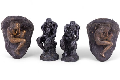 Figural Bookends (2 Pair) w/ The Thinker