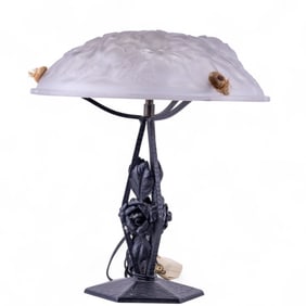 Art Deco "Degue" Table Lamp w/ Frosted Shade
