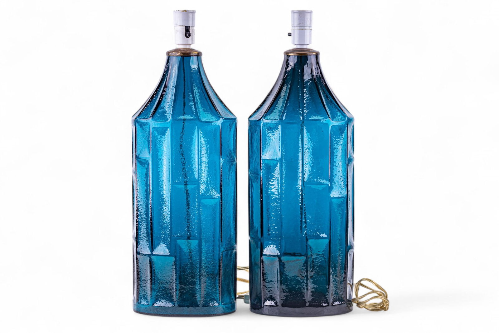 Mid Century Scandinavian Rippled Glass Lamps (2) (1 of 10)